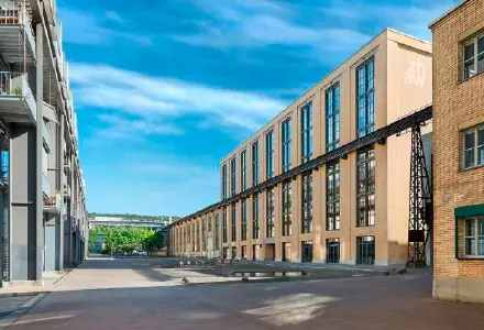 Architektonisches 3D-Rendering-Ansicht des ZHAW-Campus in Winterthur